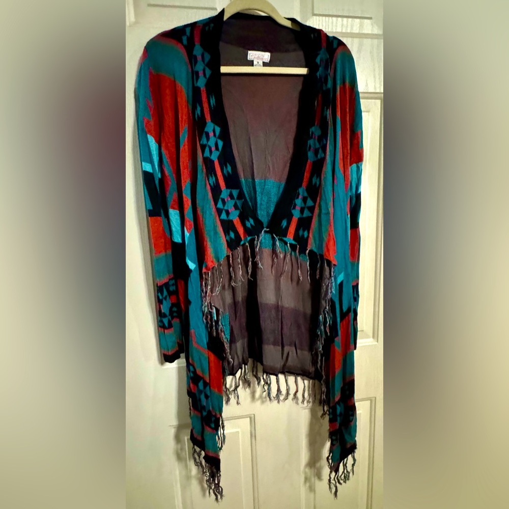 Women’s Western Wrap/Cardigan-style Fringed Sweater Southwest